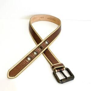 Vintage Y2K Streets Ahead Leather Womens Belt Size L‎ Bronze Metallic USA 44165